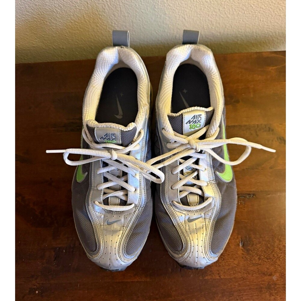 Nike Air Max 180 Women’s Low Top Lace-Up Sneakers Gray/Green/White Size 9.5